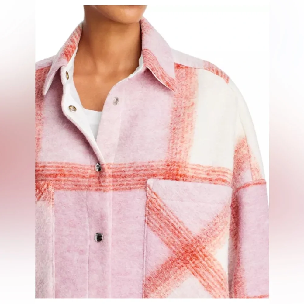 IRO - Lemina Plaid Shirt Jacket - Pink, White, Red - size Small - NWT - Picture 3 of 15
